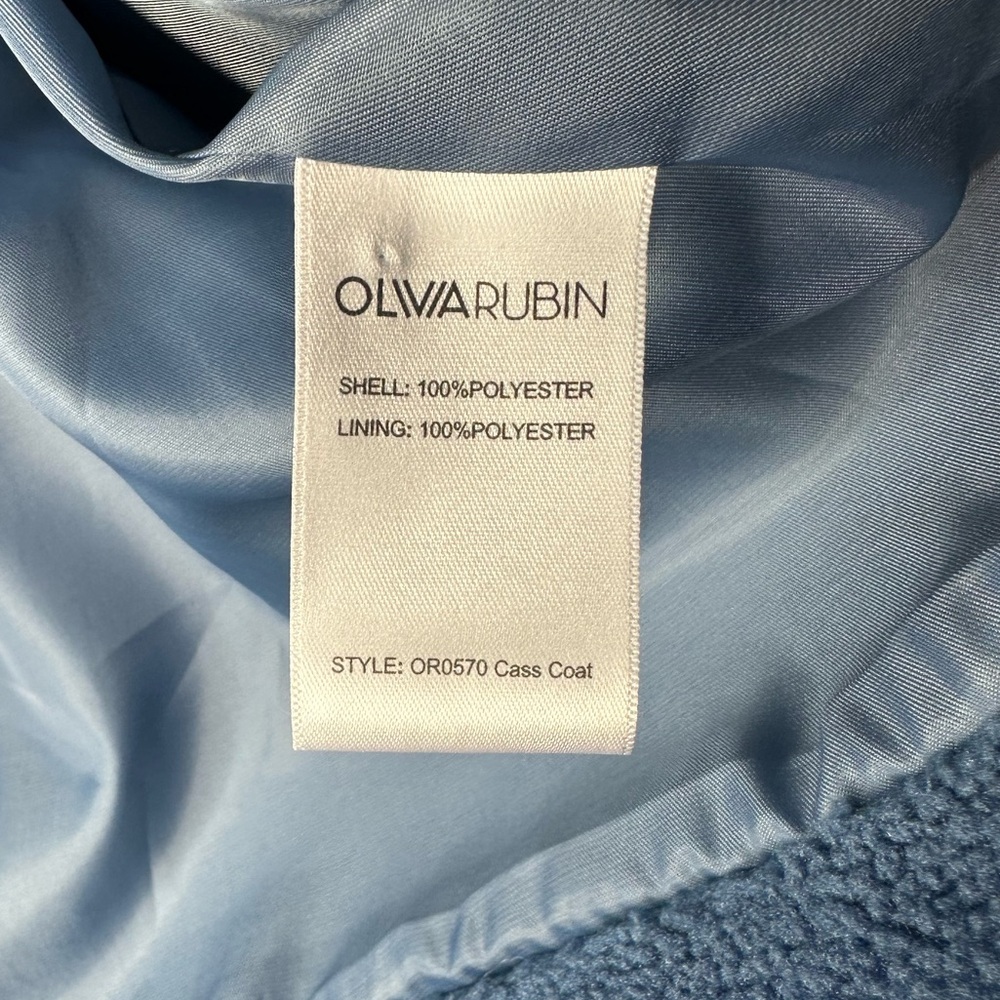 Olivia Rubin Cass Coat Blue Pink Colorblock Faux Shearling Jacket Size 0 - Picture 6 of 9
